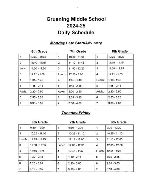 Daily Bell Schedule